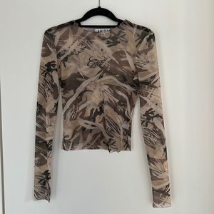 I.AM.GIA camo sheer top